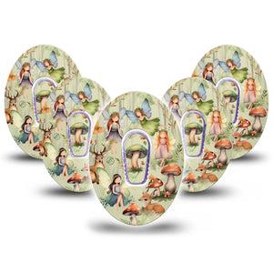 ExpressionMed Woodland Fairies Dexcom G6 Tape, 5-Pack Tape and 5-Pack Sticker Magical Creatures Design, Plaster Continuous Glucose Monitor Design