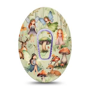 ExpressionMed Woodland Fairies Dexcom G6 Tape Single Tape and Single Sticker Nature Fairy Design, Plaster Continuous Glucose Monitor Design