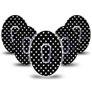 ExpressionMed Black and White Polka Dots Dexcom G6 Tape, 5-Pack Tape and 5-Pack Sticker Polka Dot Fashion, Plaster Continuous Glucose Monitor Design