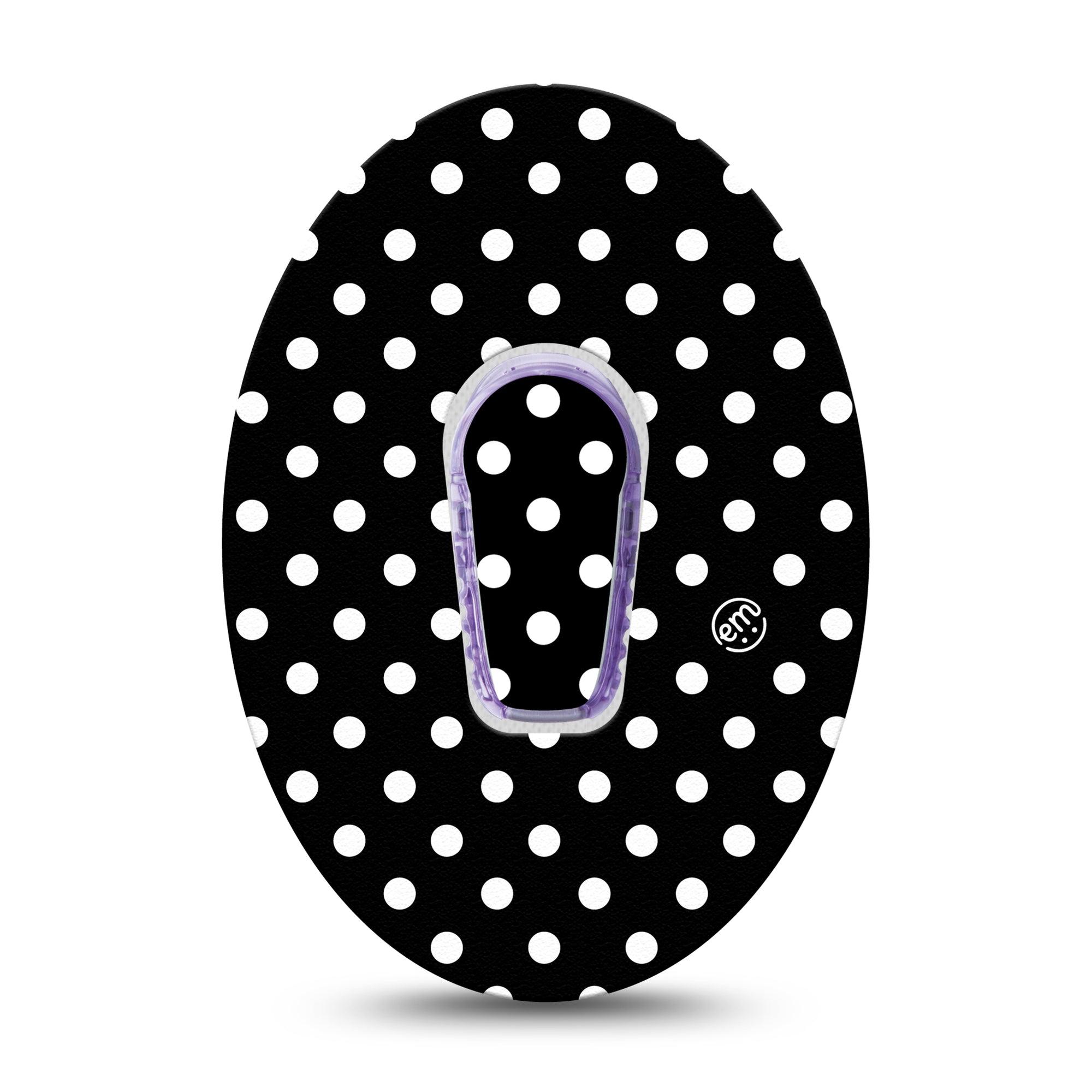 ExpressionMed Black and White Polka Dots Dexcom G6 Tape Single Tape and Single Sticker Modern Polka Dot Design, Plaster Continuous Glucose Monitor Design