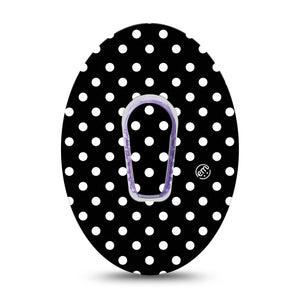 ExpressionMed Black and White Polka Dots Dexcom G6 Tape Single Tape and Single Sticker Modern Polka Dot Design, Plaster Continuous Glucose Monitor Design