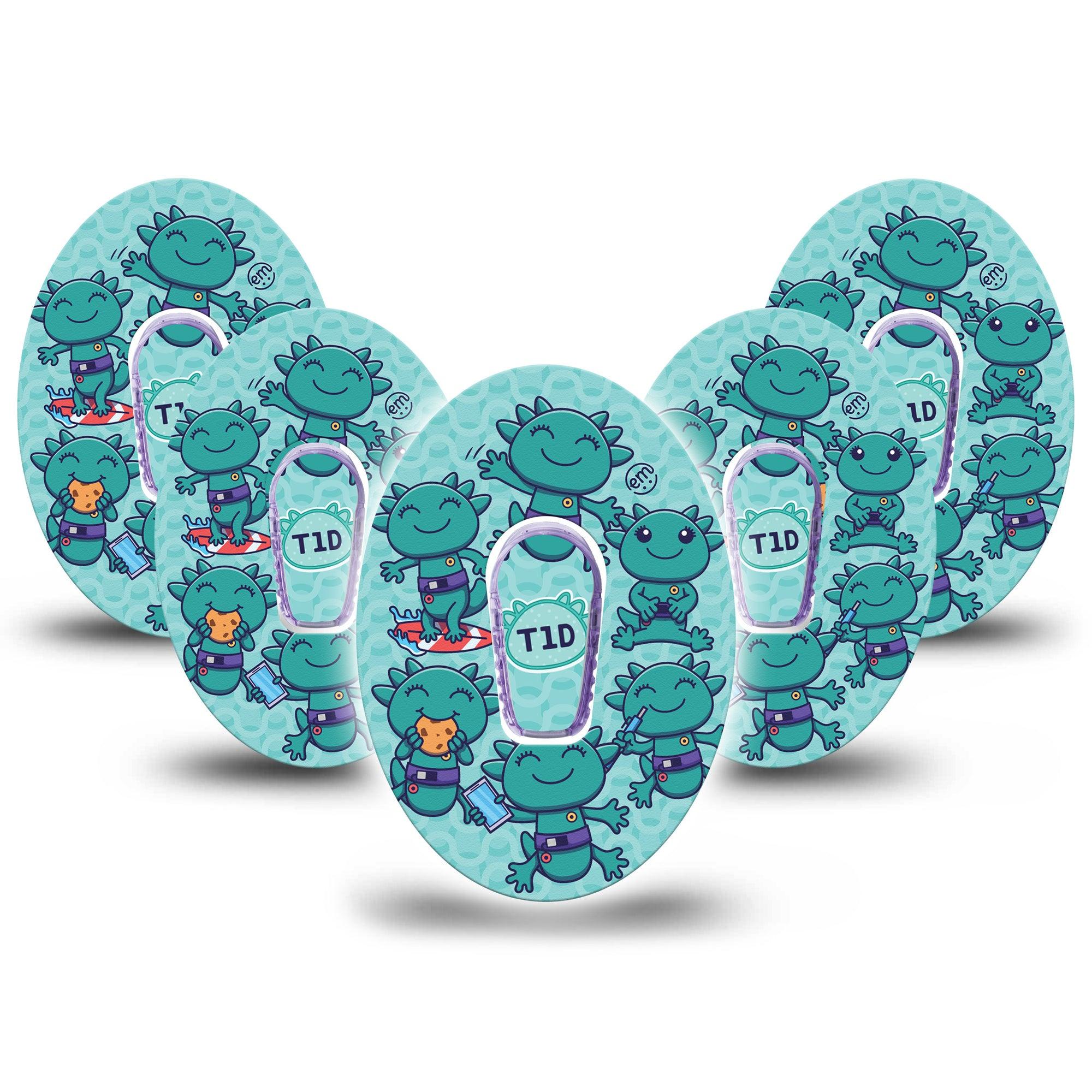 ExpressionMed Betes - Diabetic Supply Co. Partnership Dexcom G6 Tape, 5-Pack Tape and 5-Pack Sticker Diabetic Axolotl, Plaster Continuous Glucose Monitor Design