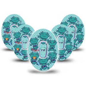 ExpressionMed Betes - Diabetic Supply Co. Partnership Dexcom G6 Tape, 5-Pack Tape and 5-Pack Sticker Diabetic Axolotl, Plaster Continuous Glucose Monitor Design