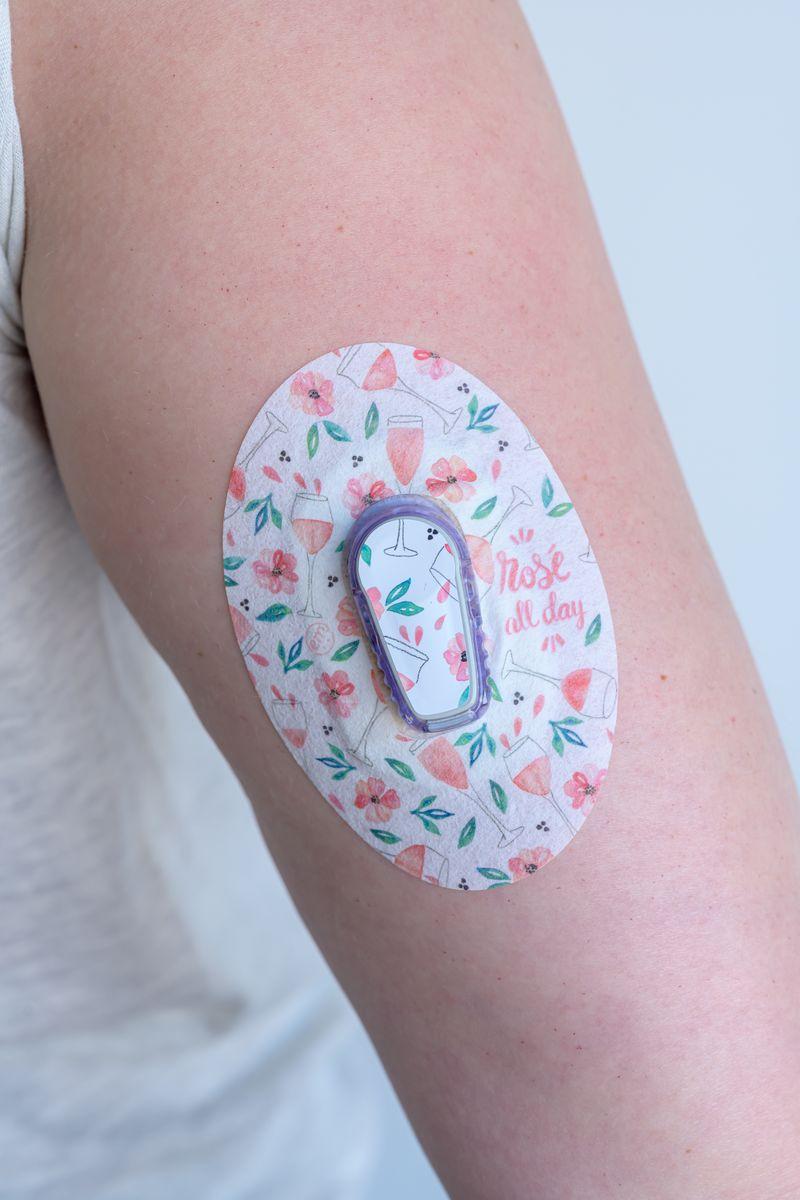 ExpressionMed Rose World Variety Pack Dexcom G6 Tape, Single Tape and Single Sticker, Arm Wearing Floral Themed CGM Adhesive Patch Design