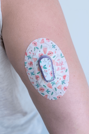 ExpressionMed, Rose All Day Dexcom G6 Tape, Tape & Sticker, Human Wearing Rose Themed CGM Adhesive Patch Design