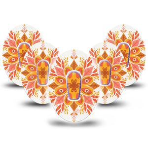 ExpressionMed Psychedelic Mandala Dexcom G6 Tape, 5-Pack Tape and 5-Pack Sticker Digital Illustration Design, Plaster Continuous Glucose Monitor Design