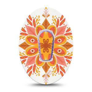 ExpressionMed Psychedelic Mandala Dexcom G6 Tape Single Tape and Single Sticker Orange and Yellow Design, Plaster Continuous Glucose Monitor Design