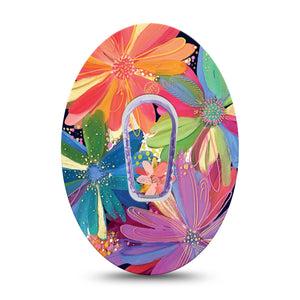 ExpressionMed Flower Song Dexcom G6 Tape Single Tape and Single Sticker Modern Abstract art by Etta Vee, Plaster Continuous Glucose Monitor Design