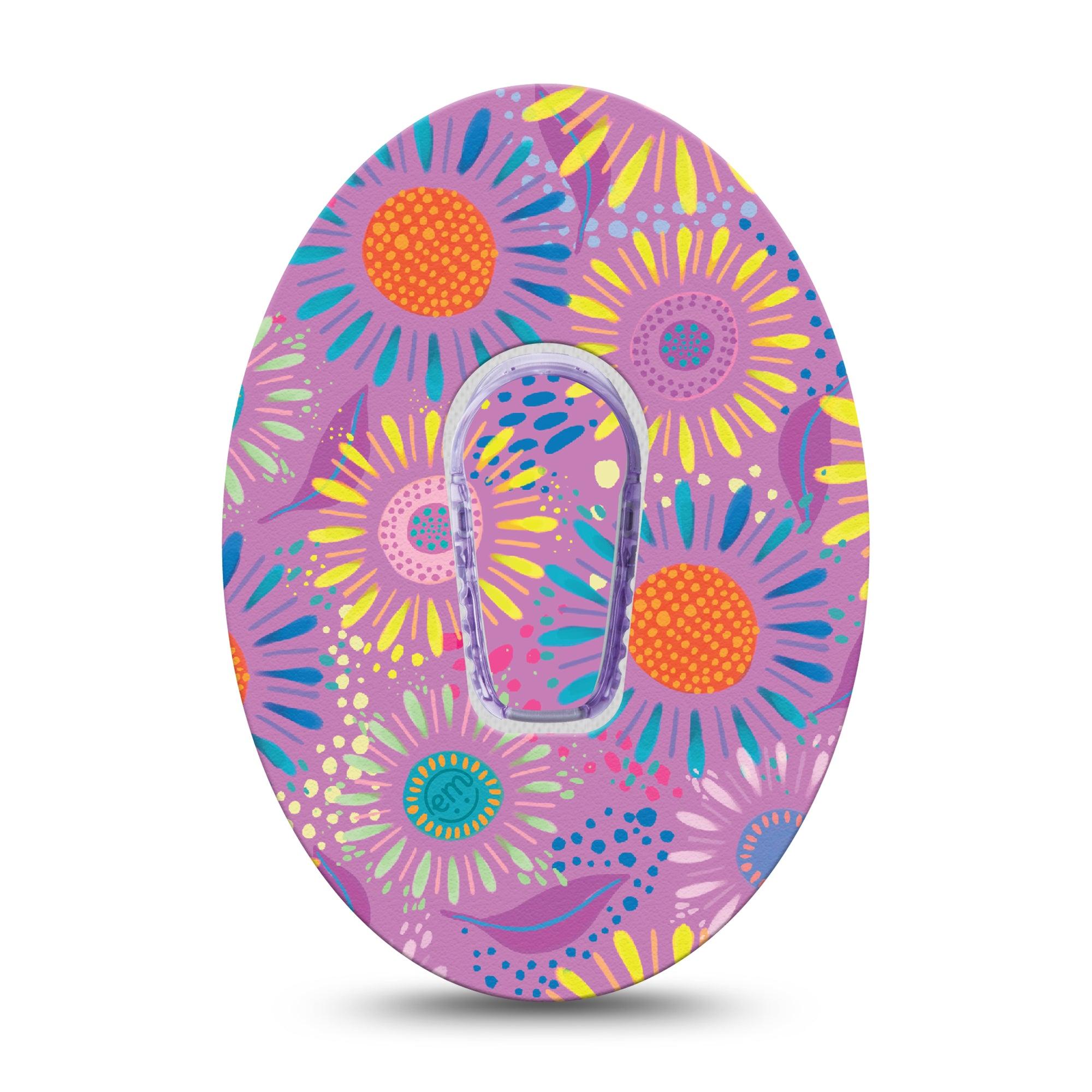 ExpressionMed Giant Daisies Dexcom G6 Tape Single Tape and Single Sticker Colorful Abstract by Etta Vee, Plaster Continuous Glucose Monitor Design
