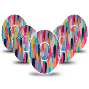 ExpressionMed Brush Strokes Dexcom G6 Tape, 5-Pack Tape and 5-Pack Sticker Etta Vee Floral Artwork, Plaster Continuous Glucose Monitor Design