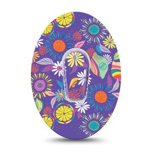 ExpressionMed Purple Flowers Dexcom G6 Tape Single Tape and Single Sticker Vibrant Etta Vee Design, Plaster Continuous Glucose Monitor Design