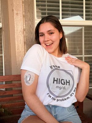 ExpressionMed, High, I'm the Problem Dexcom G6 Sticker, Tape & Sticker, Woman Wearing High, I'm the Problem Themed CGM Adhesive Patch Design