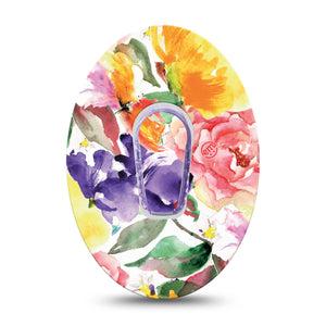 ExpressionMed Floral Art Dexcom G6 Tape Single Tape and Single Sticker Botanical Pattern, Plaster Continuous Glucose Monitor Design