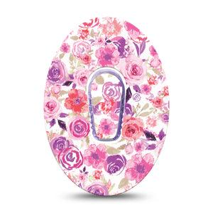 ExpressionMed Romantic Blooms Dexcom G6 Single Tape and Single Sticker Botanical Pattern Plaster CGM Design