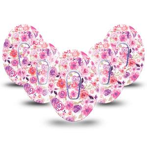 ExpressionMed Romantic Blooms Dexcom G6 5-Pack Tape and 5-Pack Sticker Botanical Pattern Plaster CGM Design