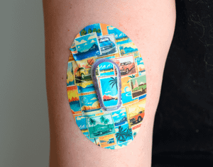 ExpressionMed Vintage Cars Dexcom G6 Tape, Single Tape & Sticker, Arm Wearing Vintage Cars CGM Adhesive Patch Design