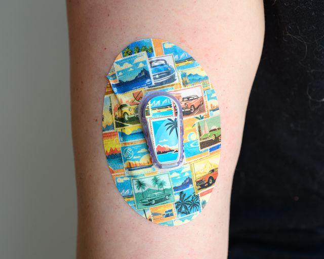 ExpressionMed Classic Car Coastline Variety Pack Dexcom G6 Transmitter Sticker, Single Tape and Single Sticker, Arm Wearing Car Themed CGM Adhesive Patch Design