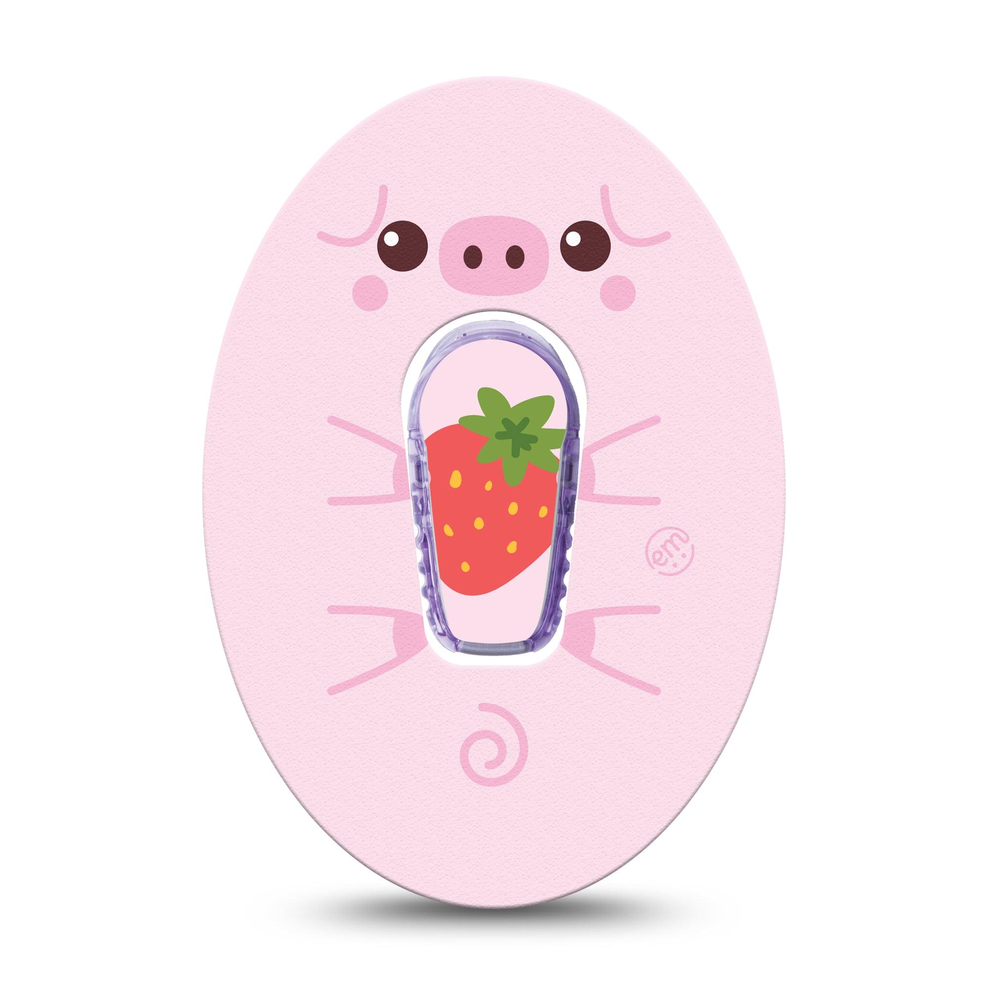ExpressionMed Strawberry Piglet Dexcom G6 Tape, Single Tape and Single Sticker Piglet Treats Plaster Continuous Glucose Monitor Design