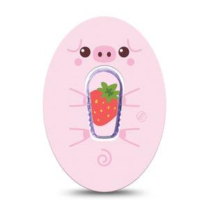ExpressionMed Strawberry Piglet Dexcom G6 Tape, Single Tape and Single Sticker Piglet Treats Plaster Continuous Glucose Monitor Design