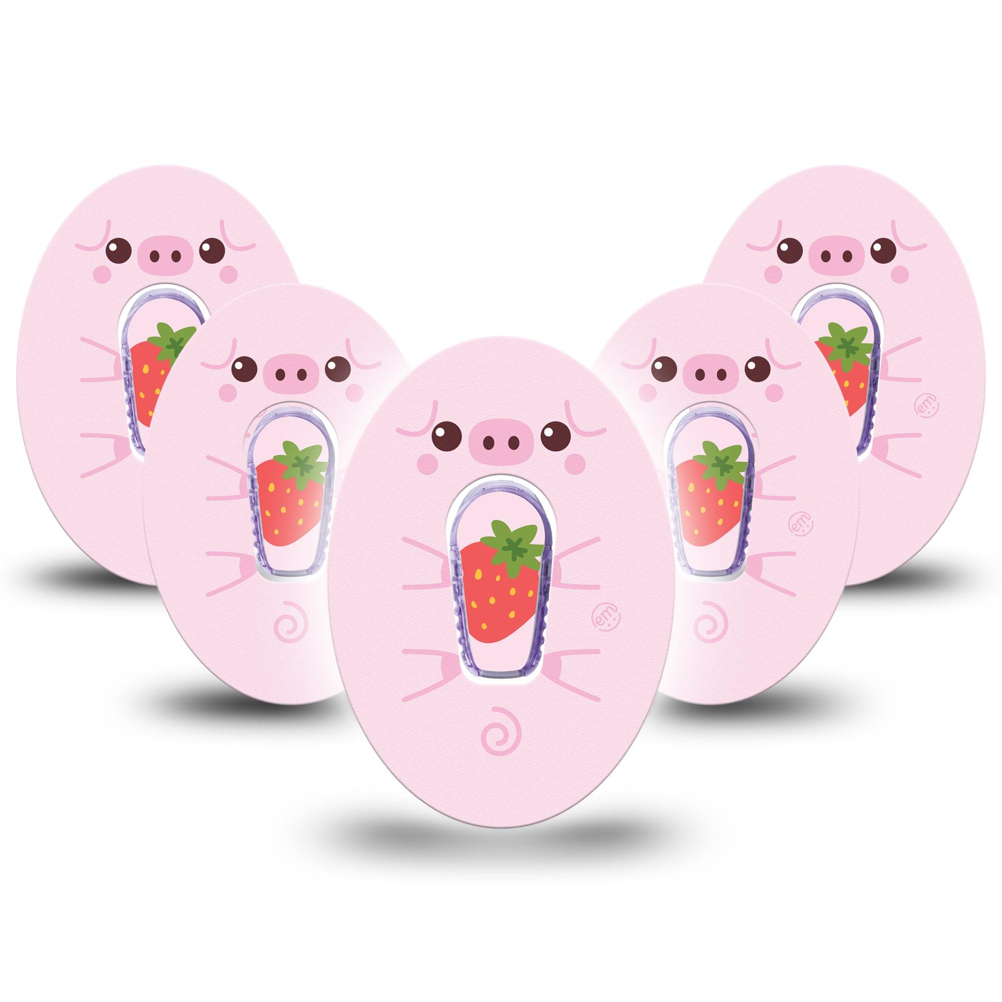 ExpressionMed Strawberry Piglet Dexcom G6 Tape, 5-Pack Tape and 5-Pack Sticker Piglet Treats Plaster Continuous Glucose Monitor Design