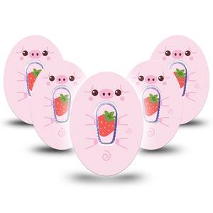 ExpressionMed Strawberry Piglet Dexcom G6 Tape, 5-Pack Tape and 5-Pack Sticker Piglet Treats Plaster Continuous Glucose Monitor Design