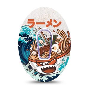 ExpressionMed Angry Ramen Dexcom G6 Single Tape and Single Sticker homemade ramen Adhesive Tape Continuous Glucose Monitor Design