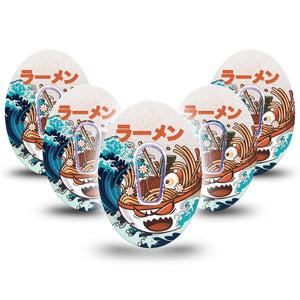 ExpressionMed Angry Ramen Dexcom G6 Tape 5-Pack Tape and Sticker Japanese noodle soup Plaster CGM Design