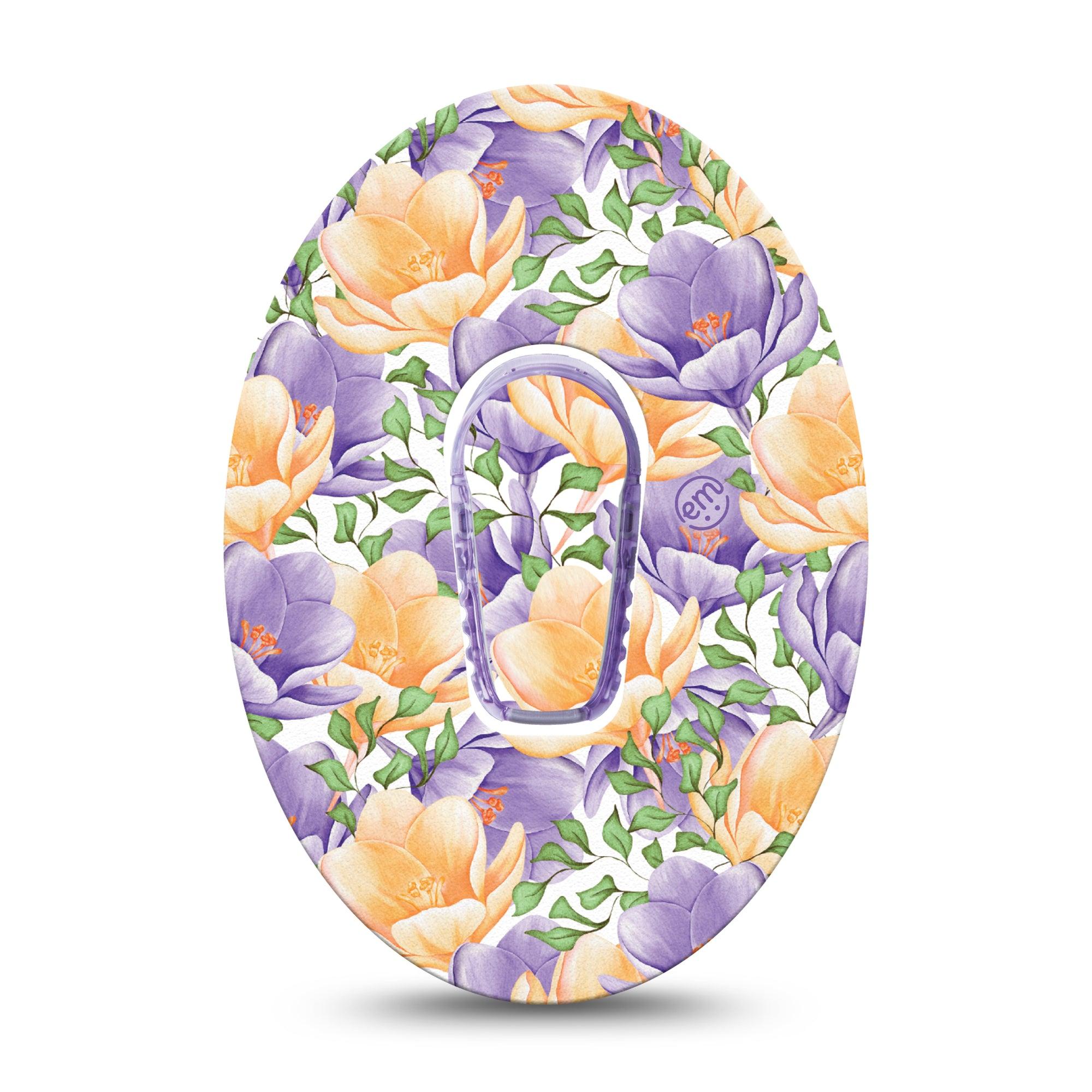 ExpressionMed Crocus Flowers Dexcom G6 Tape Single Tape + Single Sticker spring flowers Plaster CGM Design