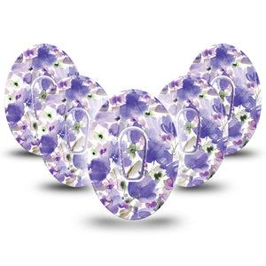 ExpressionMed Italian Blooms Dexcom G6 Tape 5-Pack Tape and 5-Pack Sticker Soft Purple Florals Plaster CGM Design