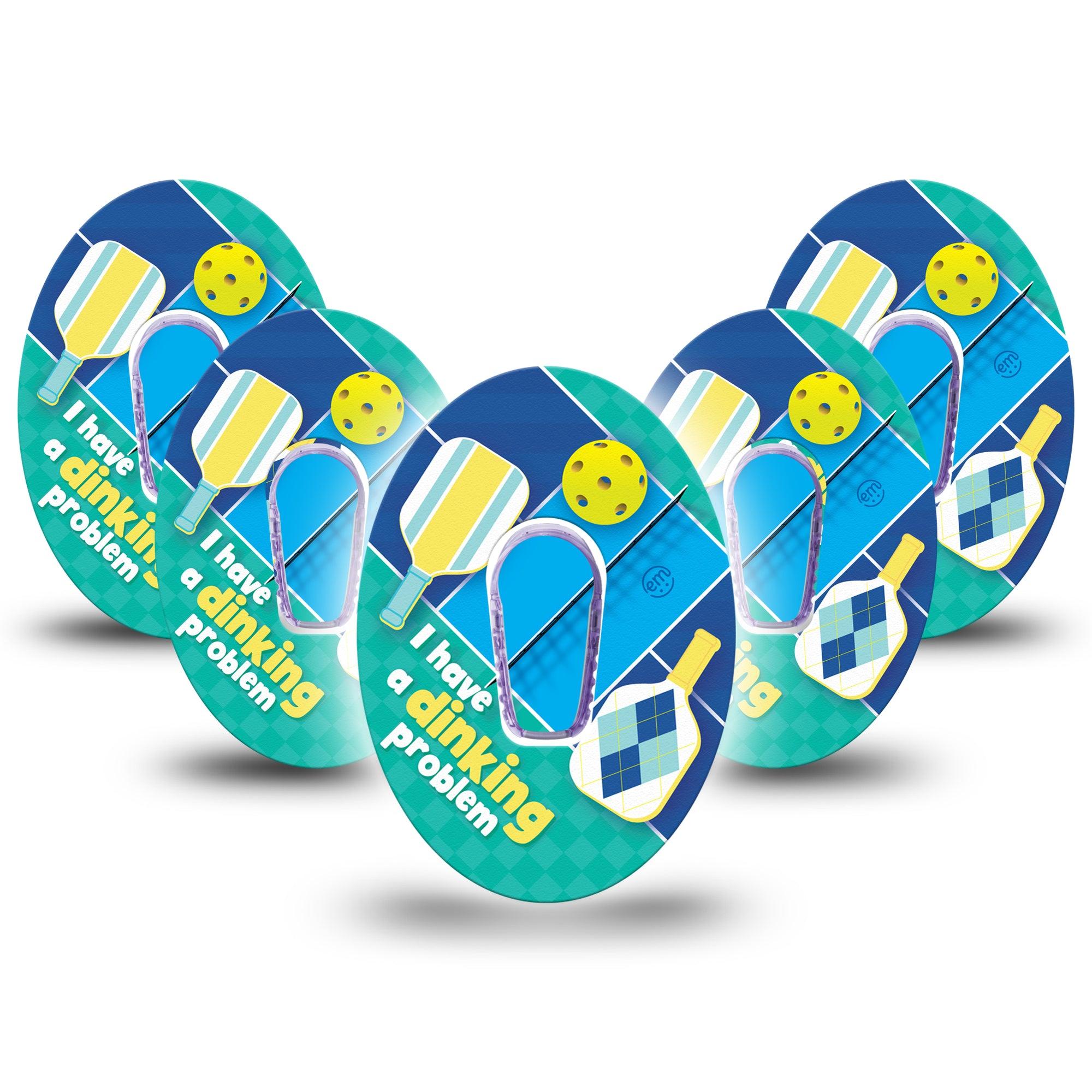 ExpressionMed Pickleball Dexcom G6 Tape 5-Pack Tape and 5-Pack Sticker Dinking Problem Plaster CGM Design