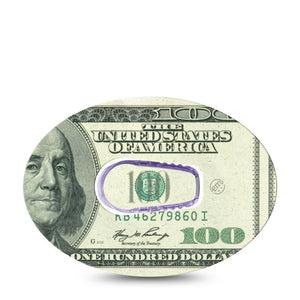 ExpressionMed Feeling $100 Dexcom G6 Tape Single Tape and Single Sticker American Hundred Dollar Bill, Plaster Continuous Glucose Monitor Design