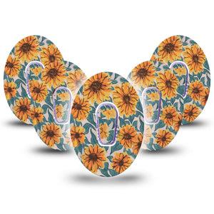 Sunflower Dexcom G6 Tape 5-Pack Tape and Sticker