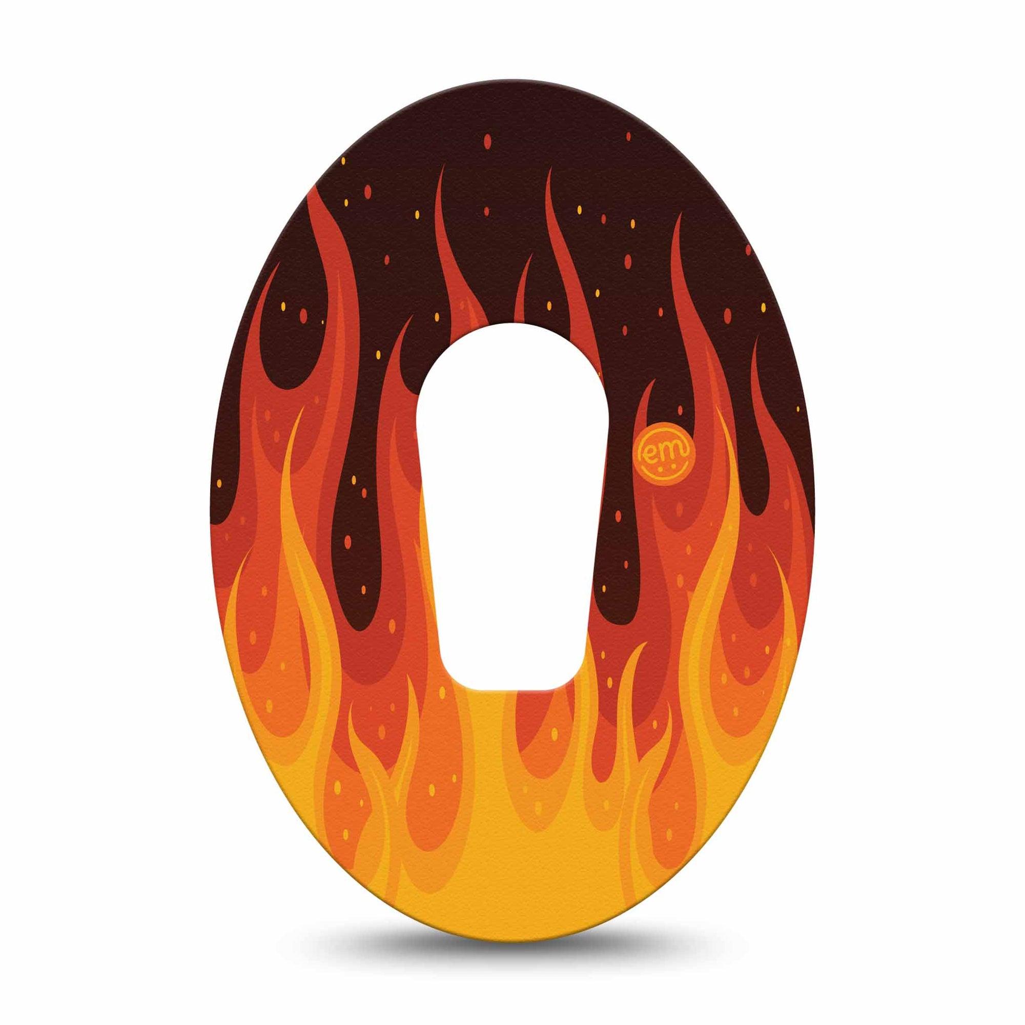 ExpressionMed Roarin' Flame Dexcom G6 Tape, Single Tape, Blazing Hot Themed, CGM Patch Design