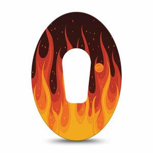 ExpressionMed Roarin' Flame Dexcom G6 Tape, Single Tape, Blazing Hot Themed, CGM Patch Design