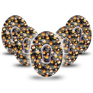 ExpressionMed Candy Corn Dexcom G6 Tape 5-Pack Sweet Maize CGM Overlay Patch Design with center stickers
