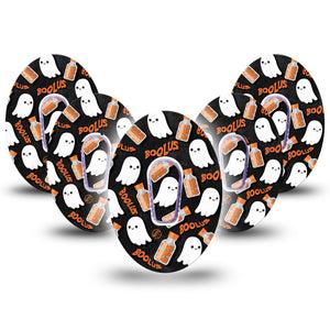 ExpressionMed Boolus Dexcom G6 Tape, 5-Pack, cute ghosts CGM Adhesive Fixing Ring Design with center stickers