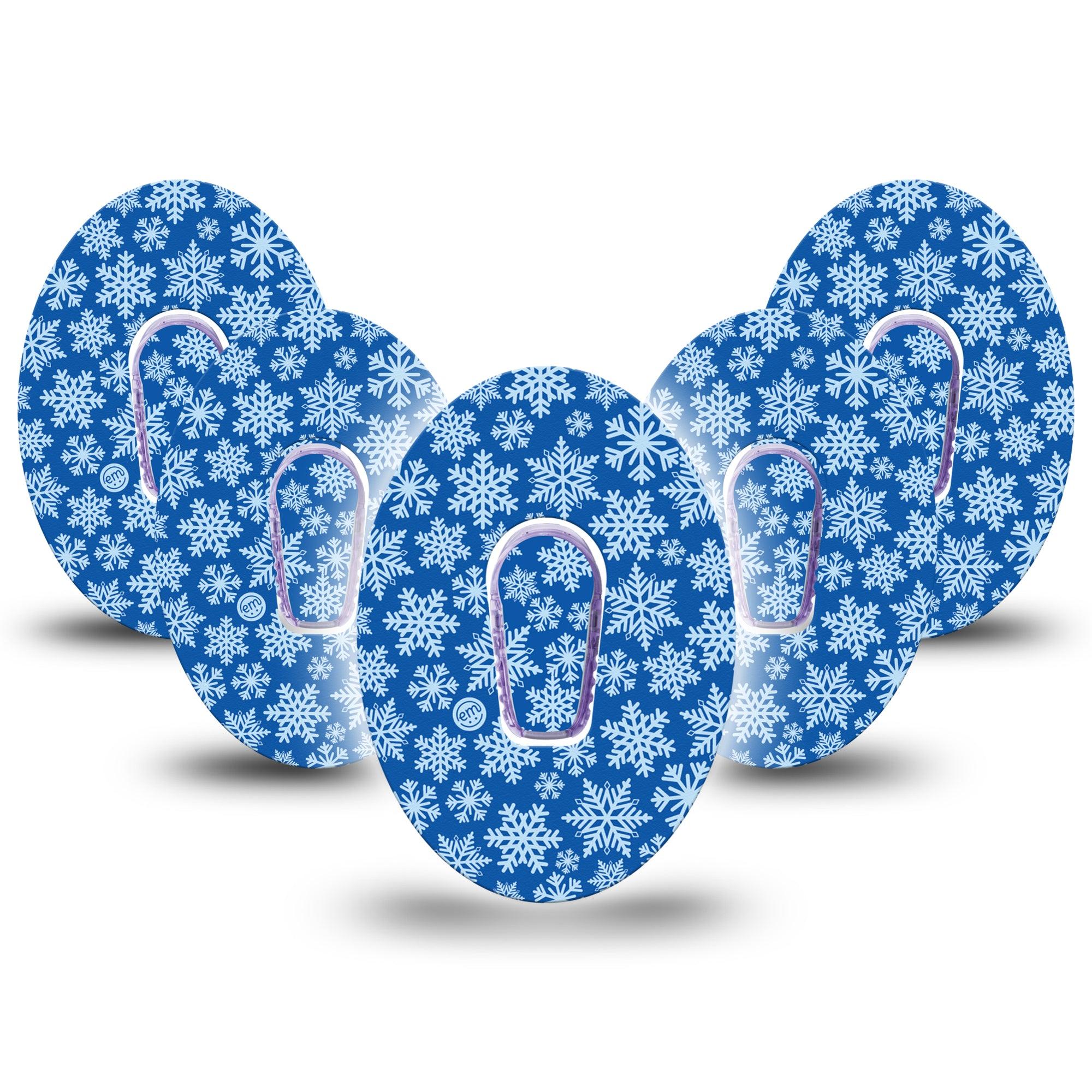 Snowflake Dexcom G6 Cover 5-Pack with center stickers