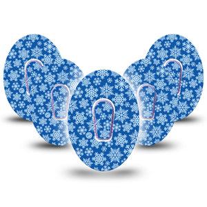 Snowflake Dexcom G6 Cover 5-Pack with center stickers