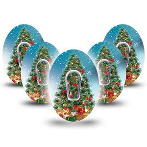 ExpressionMed Oh, Christmas Tree Dexcom G6 Cover 5-Pack with center stickers