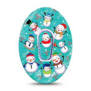 ExpressionMed Snowman Celebration Dexcom G6 Patch, Single Tape, Winter Themed CGM Adhesive Tape Design with center sticker