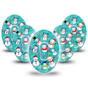 ExpressionMed Snowman Celebration Dexcom G6 Patch, 5-Pack, Winter Themed CGM Adhesive Tape Design with center stickers