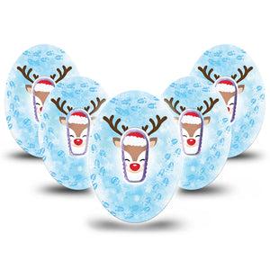ExpressionMed Flurry the Reindeer Dexcom G6 Tape 5-Pack Tape and 5-Pack Sticker Snow Deer, CGM Adhesive Patch Design