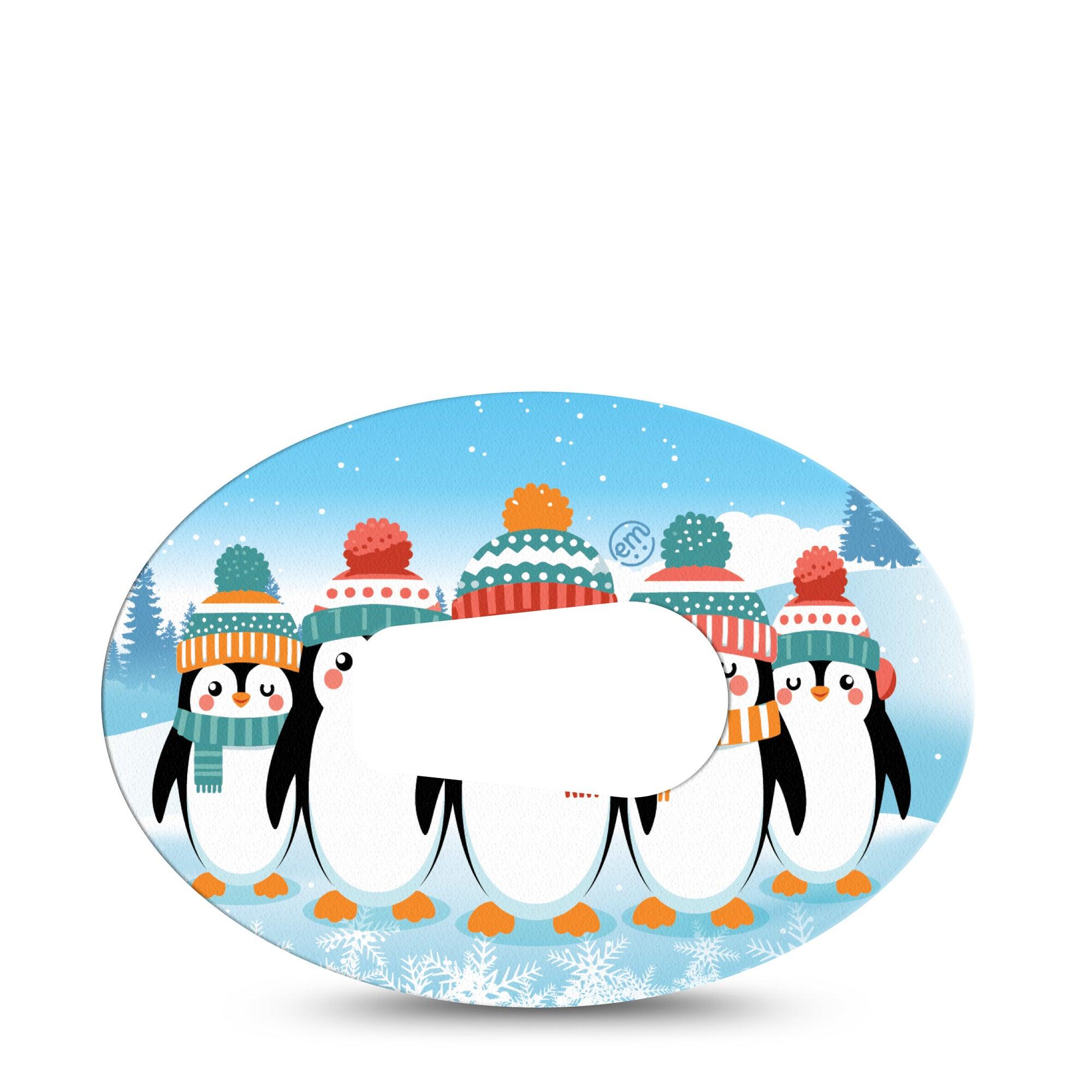 ExpressionMed Penguins In Row Dexcom G6 Tape Single Tape Group of Holiday Penguins, Plaster CGM Design
