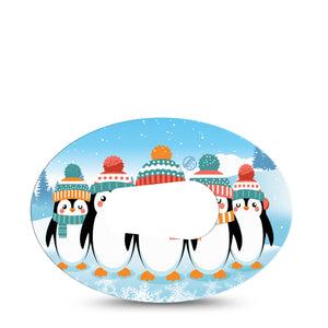 ExpressionMed Penguins In Row Dexcom G6 Tape Single Tape Group of Holiday Penguins, Plaster CGM Design