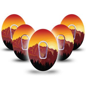Sunset Mountain Dexcom G6 Cover 5-Pack Tape and -Pack Sticker