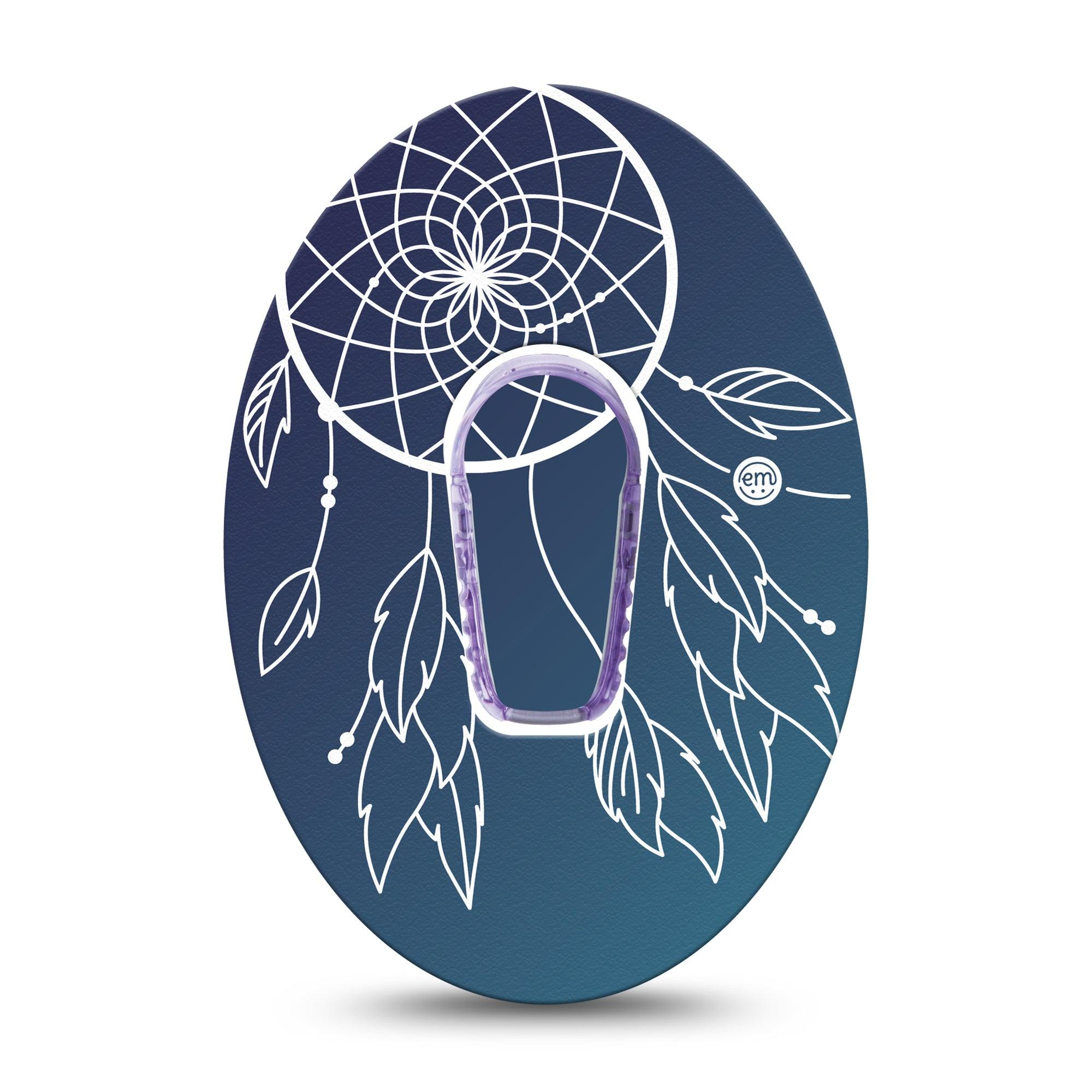 ExpressionMed Blue Dreamcatcher Dexcom G6 Tape Single Tape and Single Sticker Dreamy Design, Plaster Continuous Glucose Monitor Design