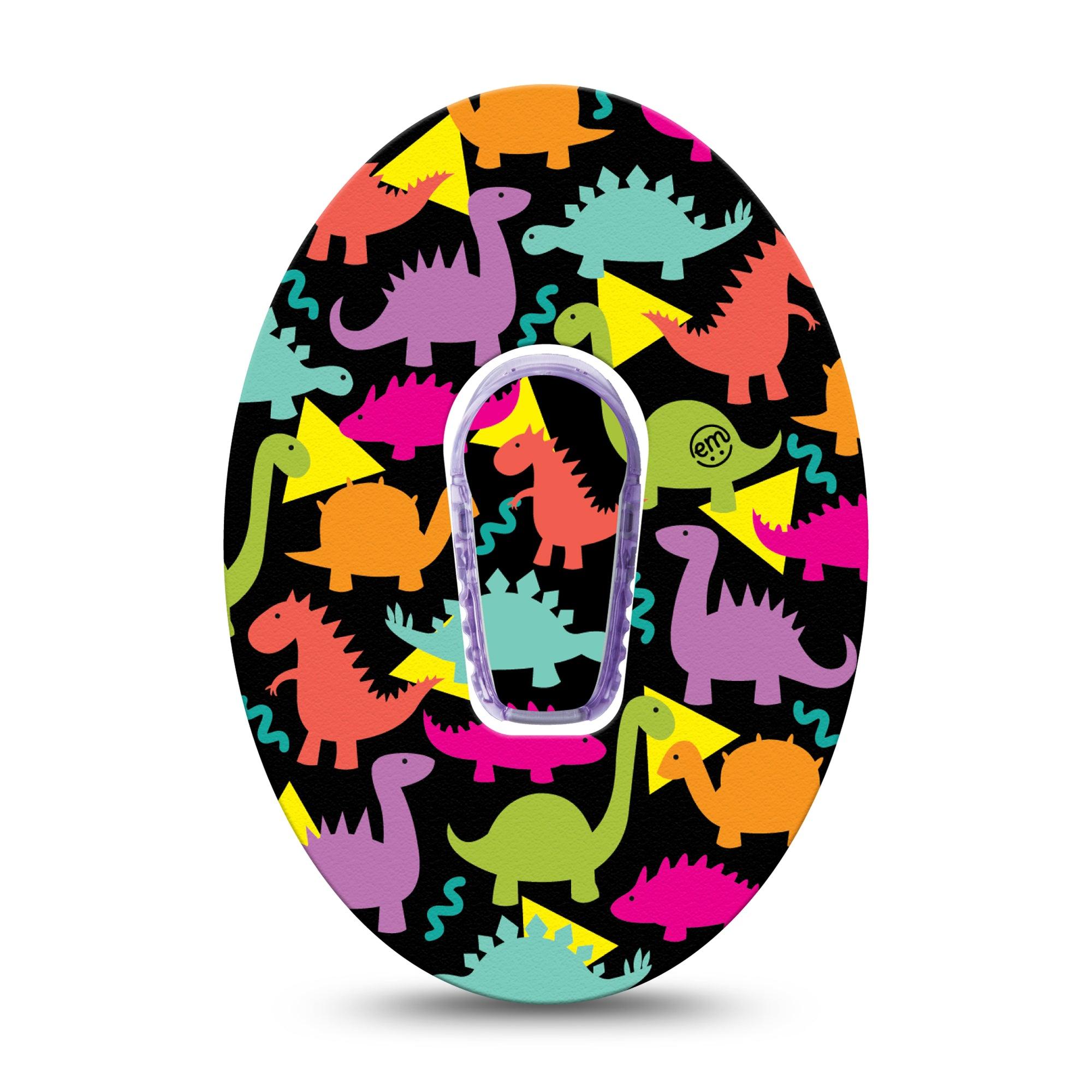 ExpressionMed Colorful Dinos Dexcom G6 Overpatch with center sticker