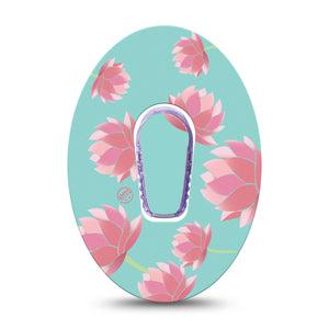 ExpressionMed Meditation Lotus Dexcom G6 Tape Single Tape and Single Sticker Tranquil Flower, Plaster Continuous Glucose Monitor Design