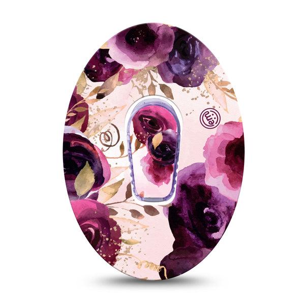 ExpressionMed Purple Bouquet Dexcom G6 Tape Single Tape and Single Sticker Floral Arrangement, Plaster Continuous Glucose Monitor Design