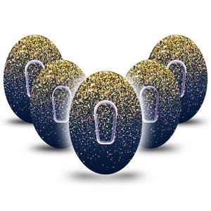 ExpressionMed Gold Sparkles Dexcom G6 Tape 5-Pack Sticker and Tape